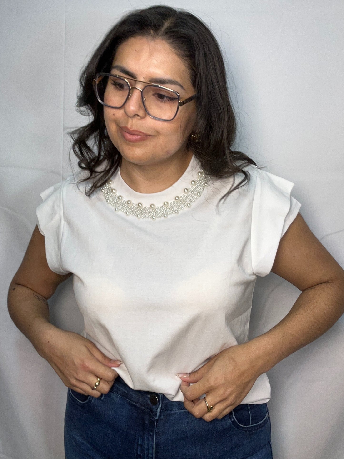 Polera Frida Blanco Manga Corta