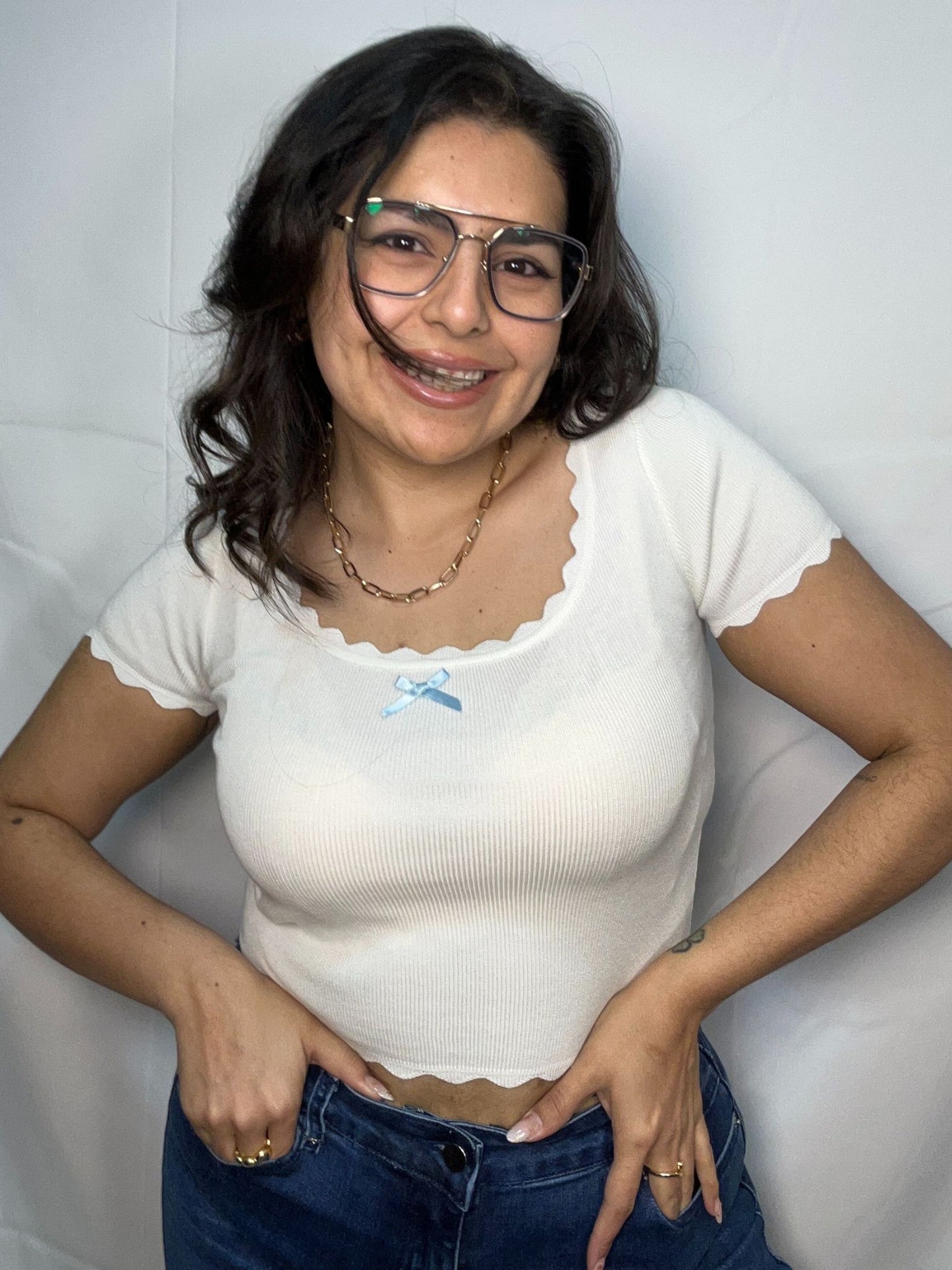 Polera Gloria Blanco Manga Corta