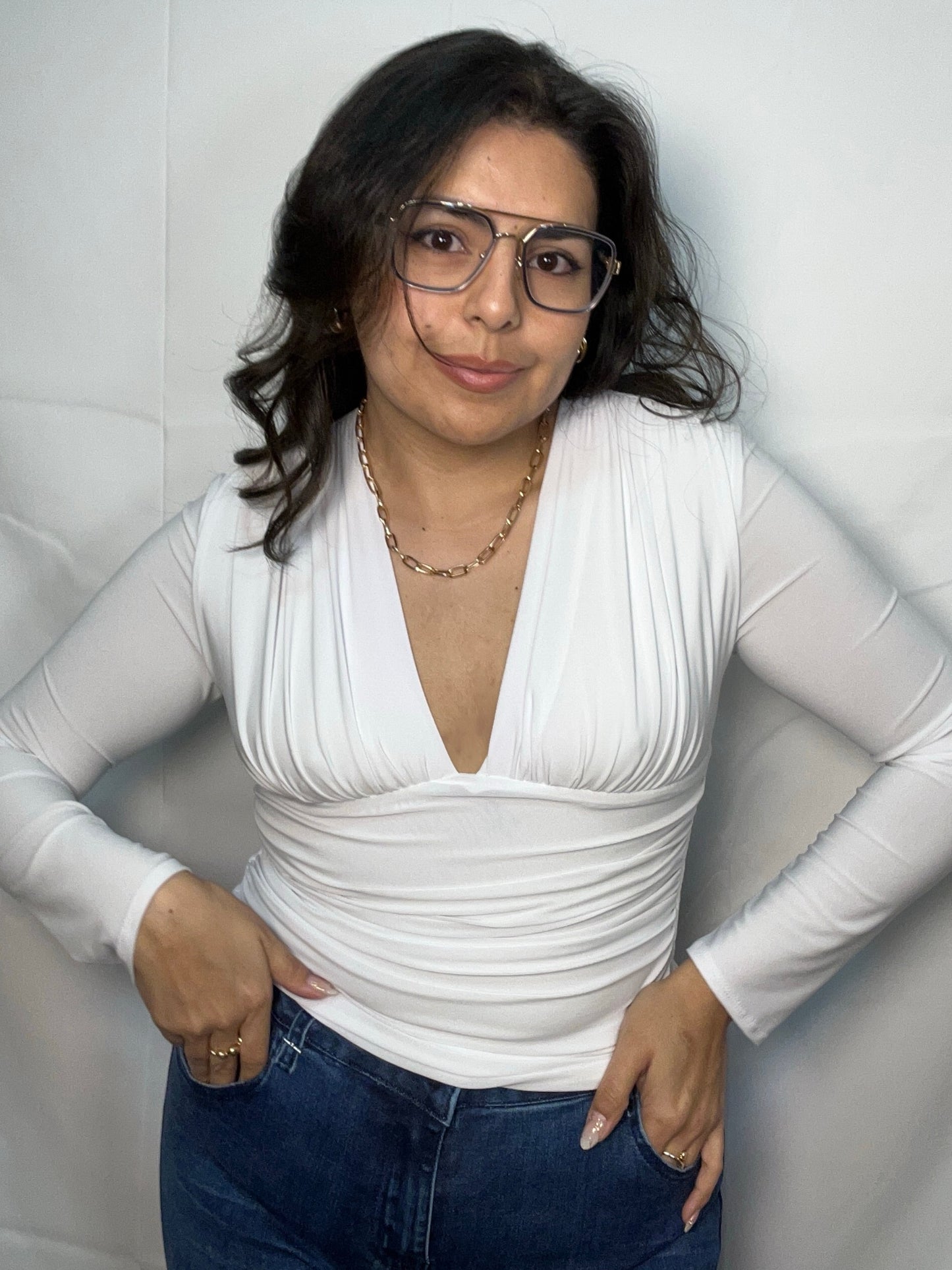 Polera Rocío Blanco Manga Larga