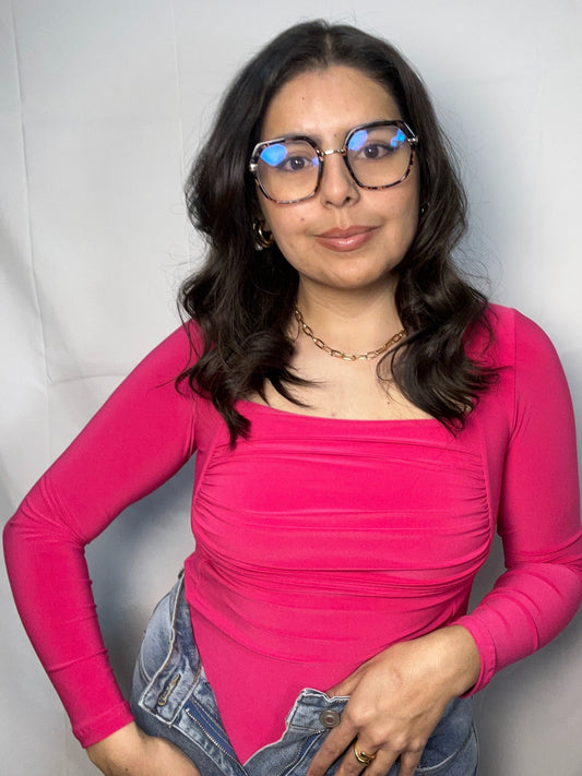 Body Emilia Fucsia Manga Larga