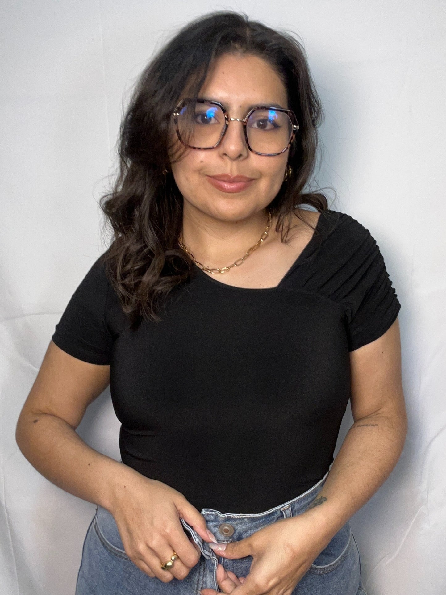 Body Nicole Negro Manga Corta