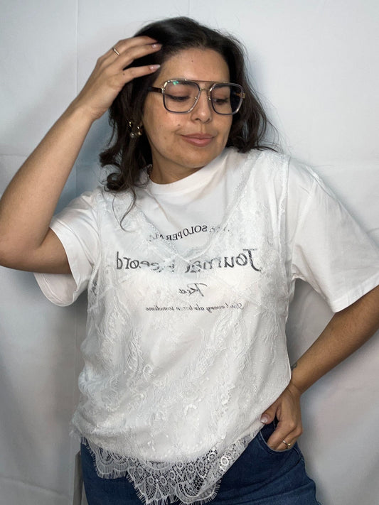 Polera Anita Blanco Manga Corta