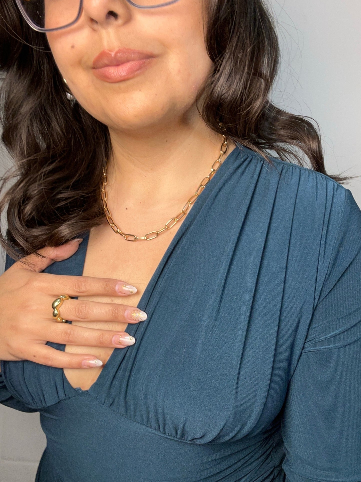 Polera Rocío Petróleo Manga Larga