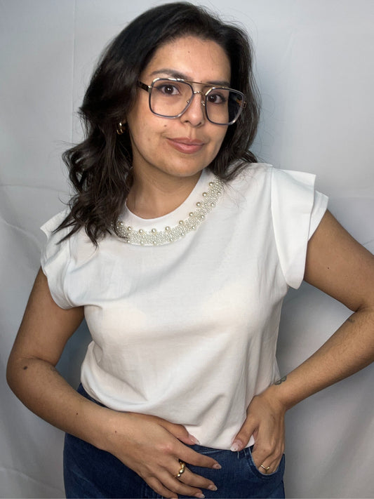 Polera Frida Blanco Manga Corta