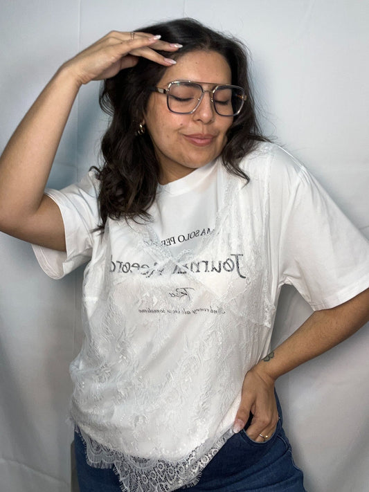 Polera Anita Blanco Manga Corta