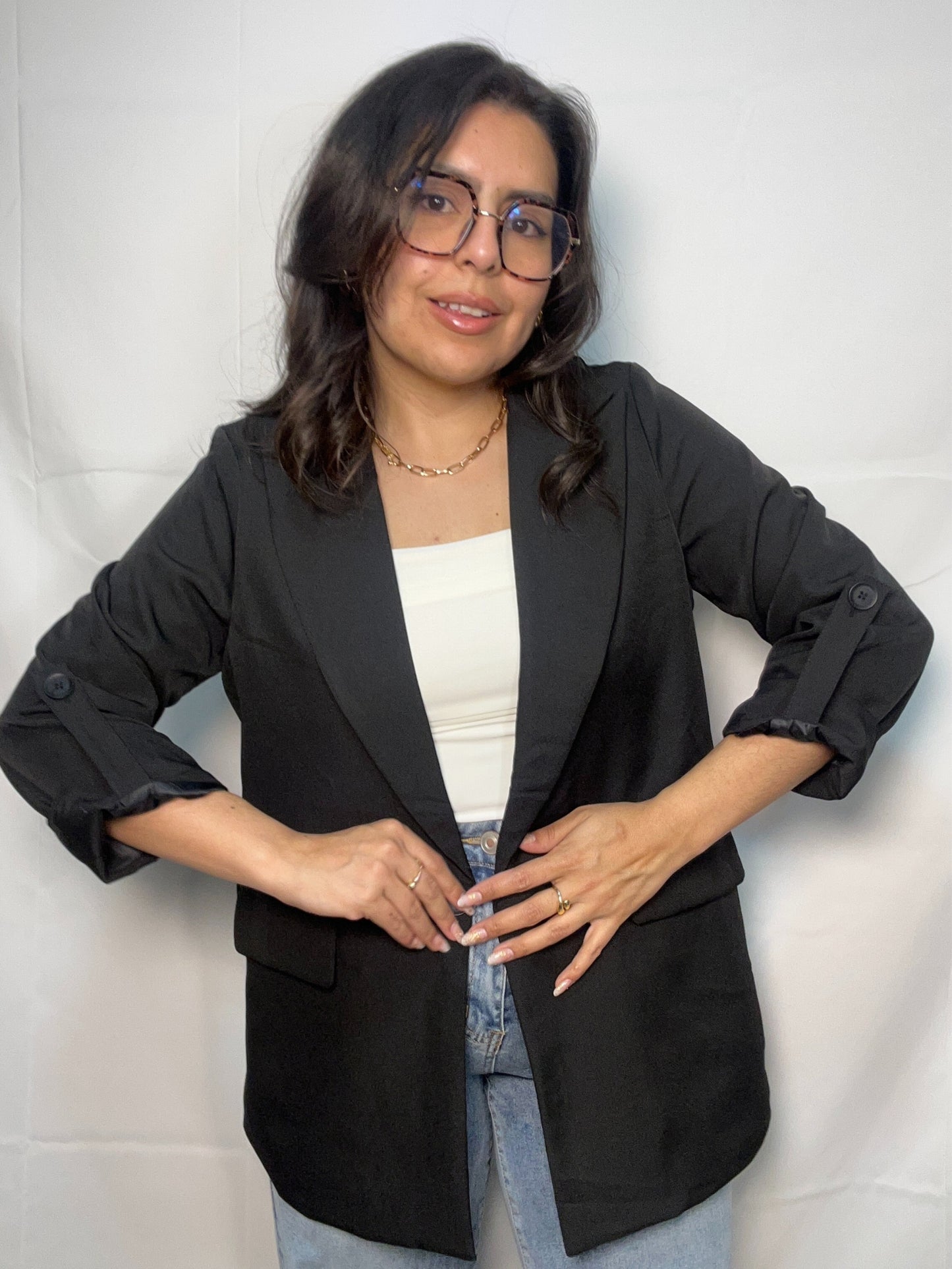 Blazer Valentina Negro Manga 3/4