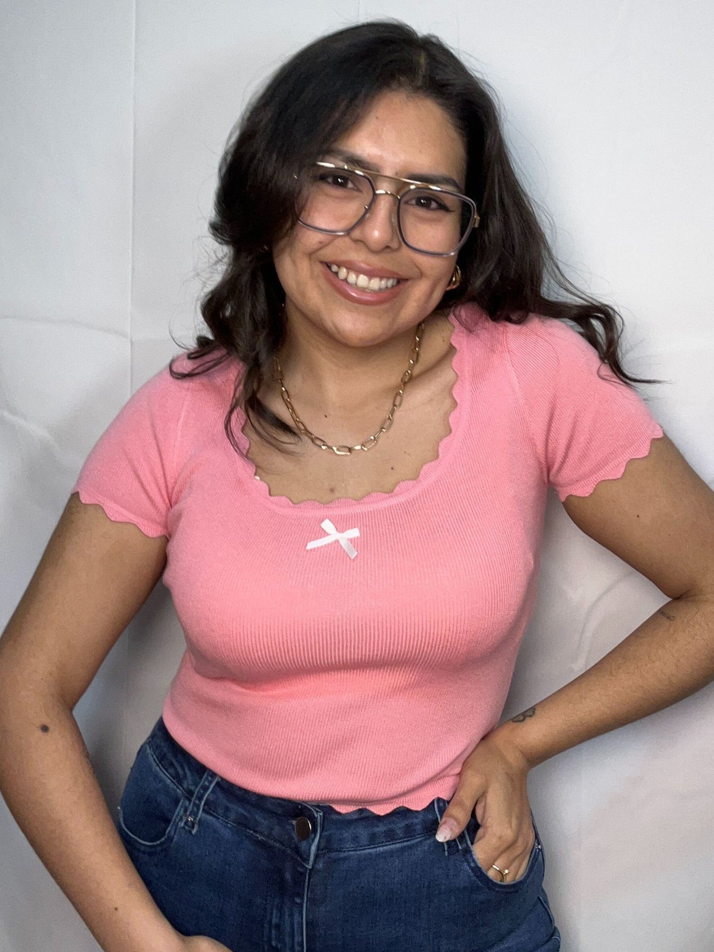 Polera Gloria Rosado Manga Corta