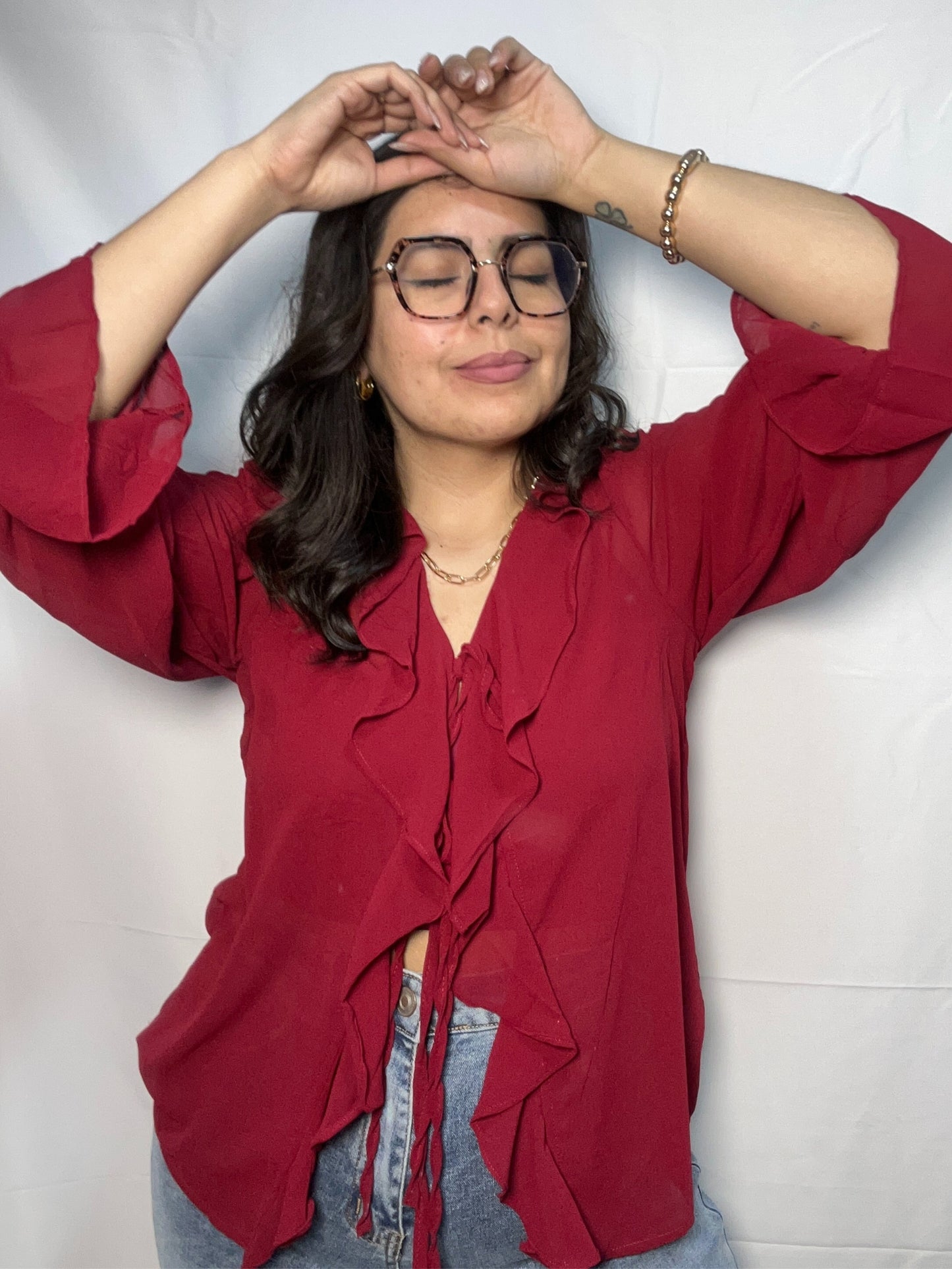 Blusa Olanes Angela Burdeo Doble Lazo