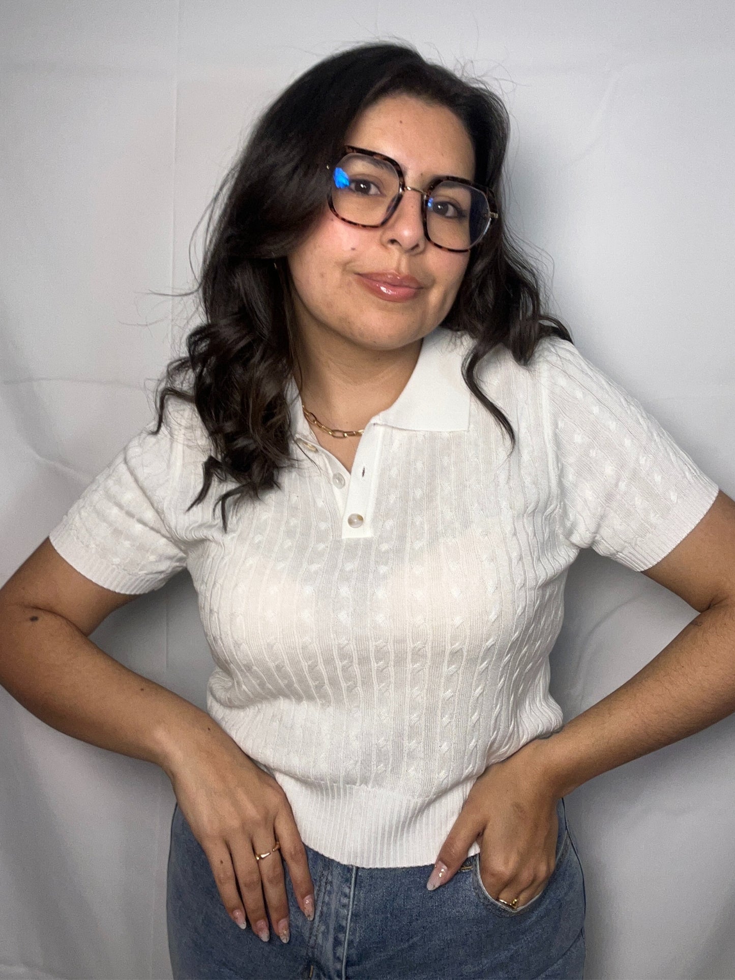 Polera Isabel Celeste Manga Corta