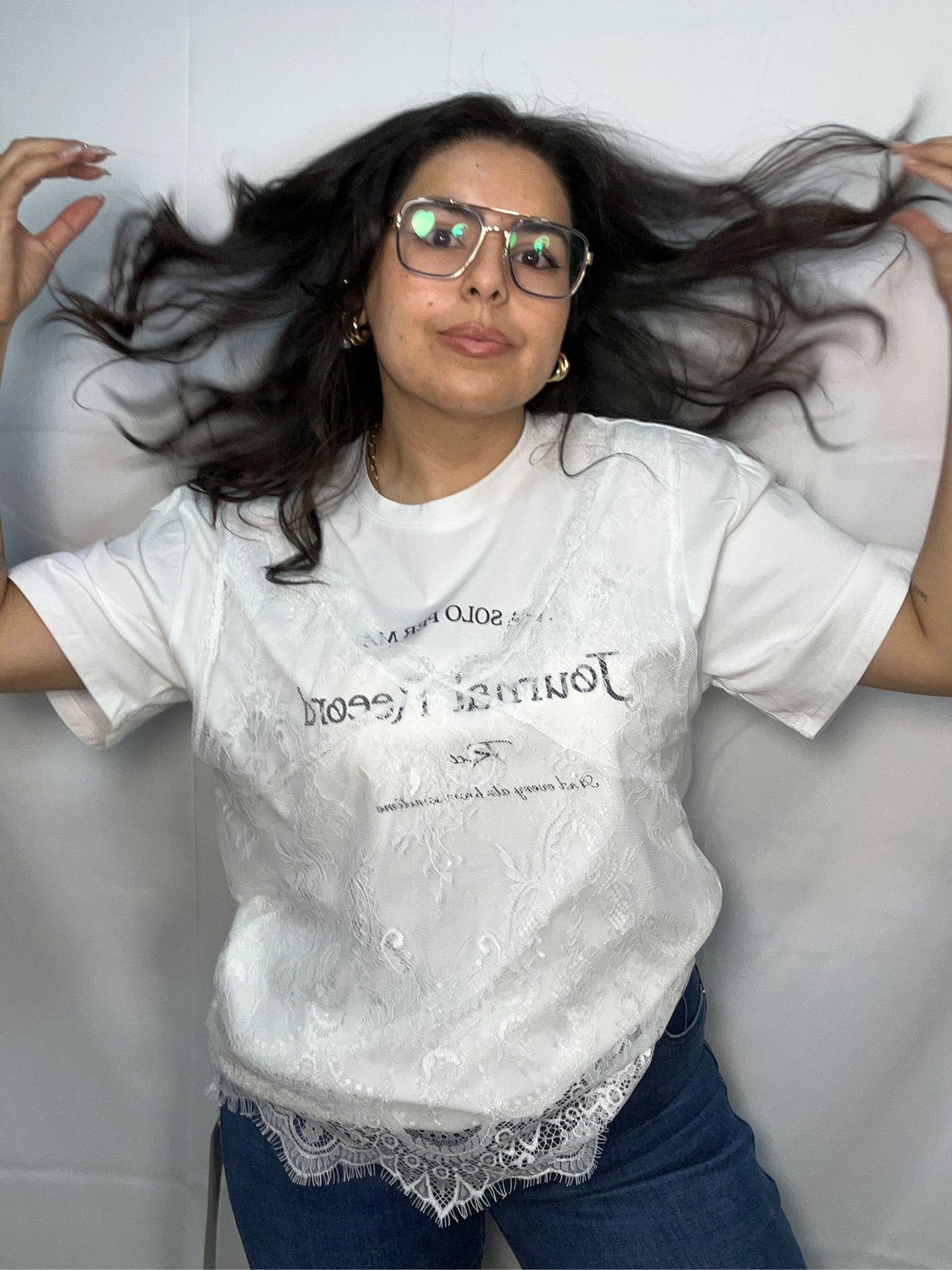 Polera Anita Blanco Manga Corta