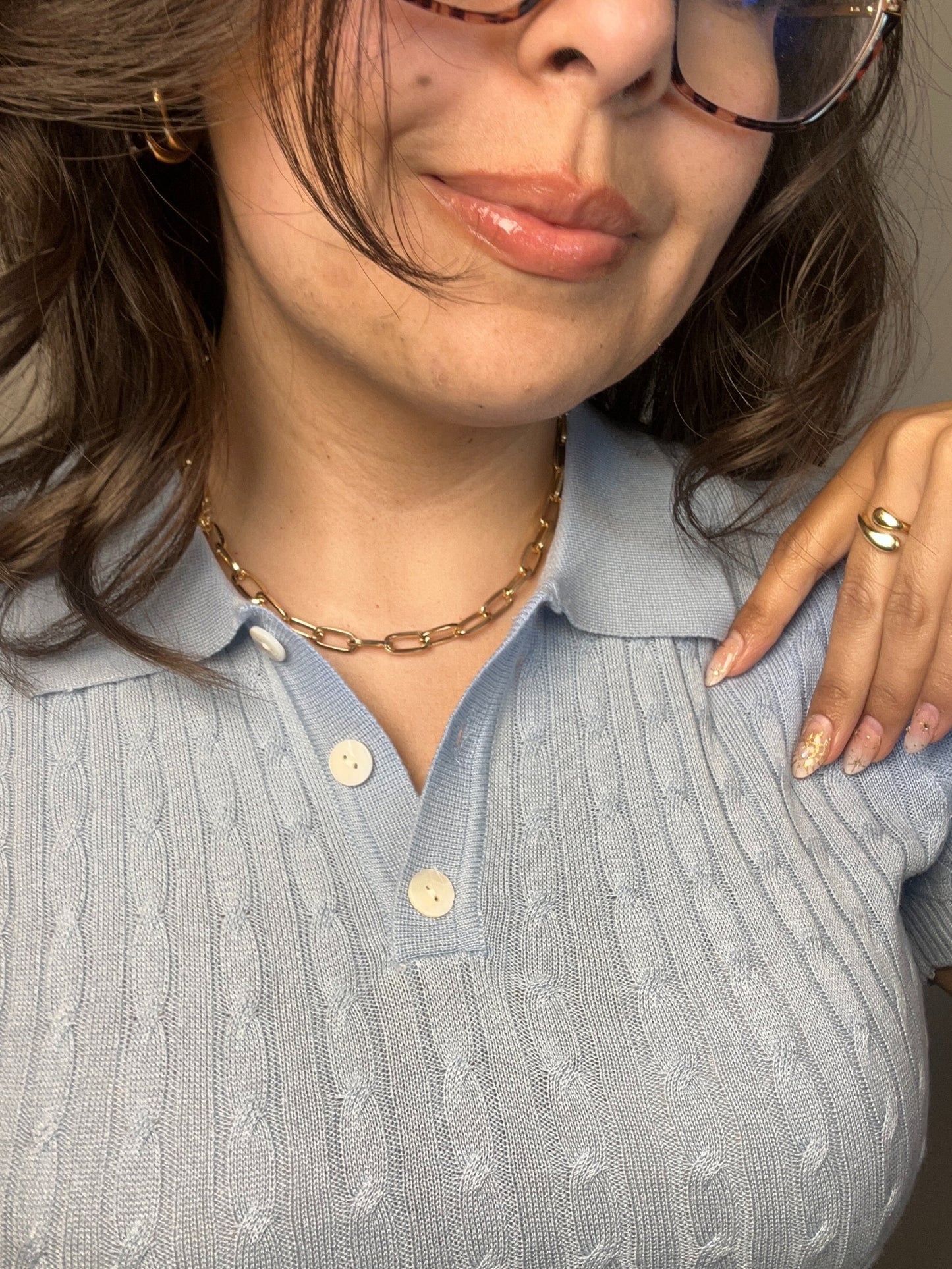 Polera Isabel Celeste Manga Corta