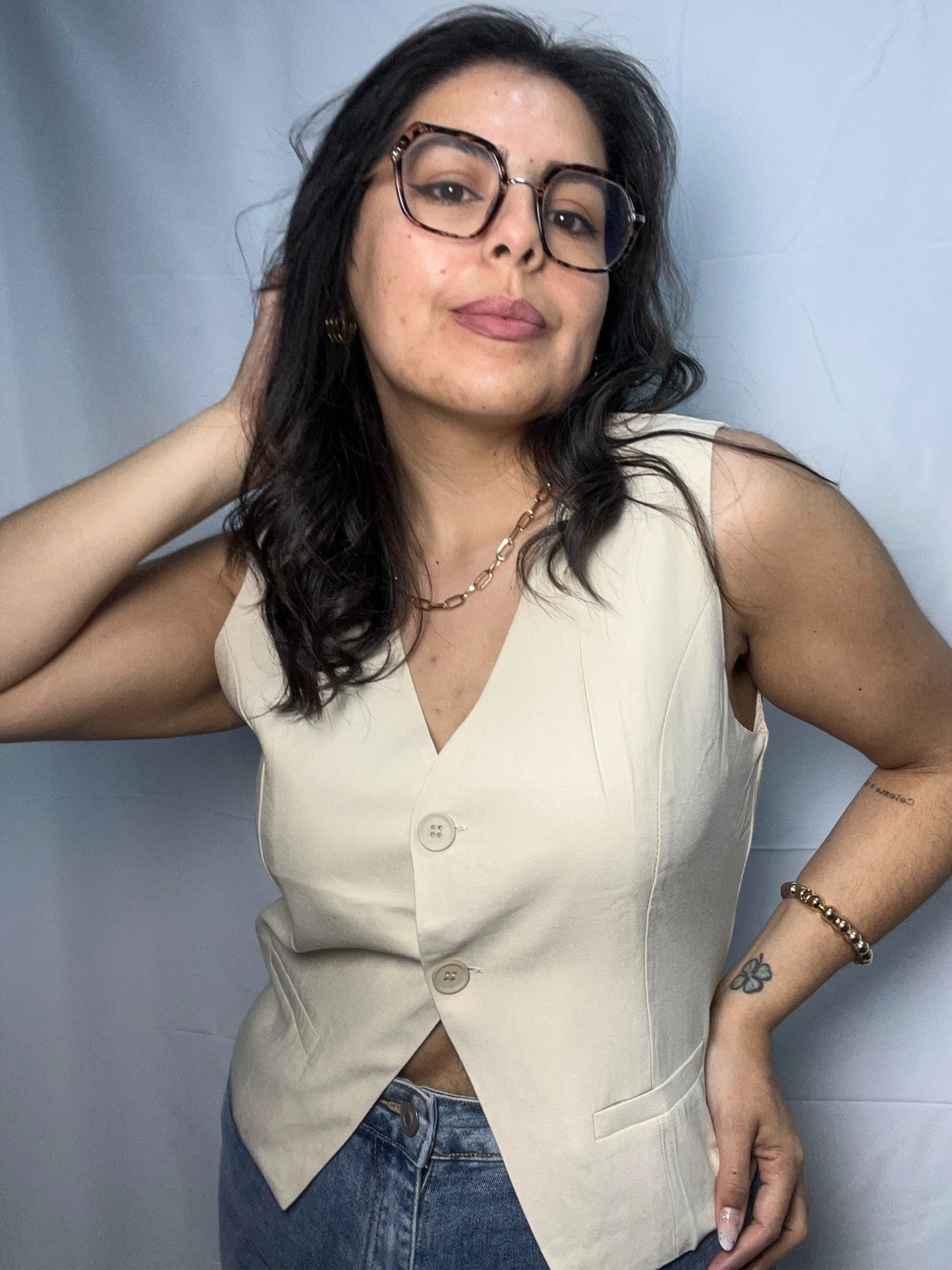 Blazer Camila Beige Sin Mangas