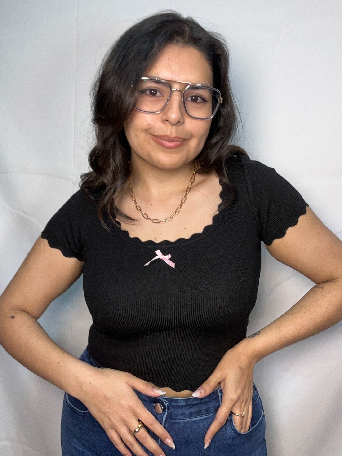 Polera Gloria Negro Manga Corta