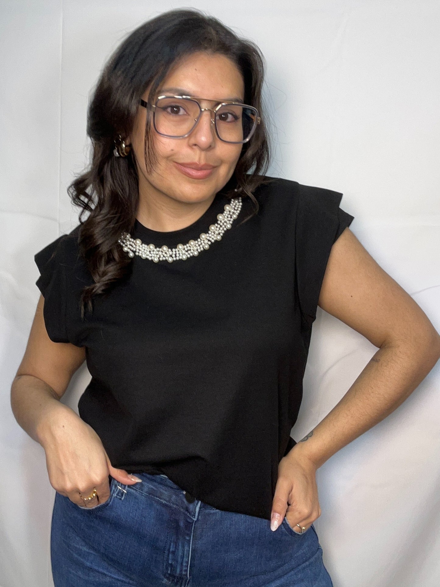 Polera Frida Negro Manga Corta