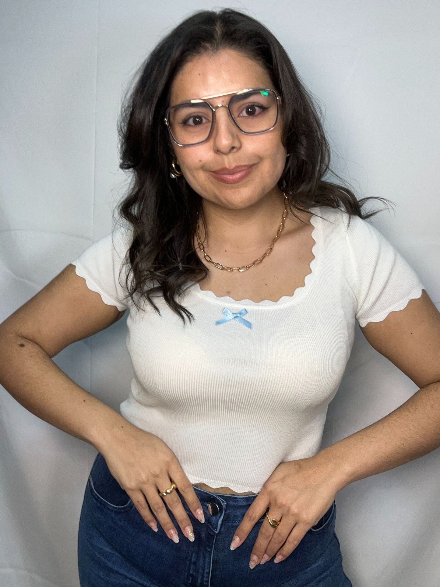 Polera Gloria Blanco Manga Corta