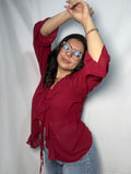 Blusa Olanes Angela Burdeo Doble Lazo