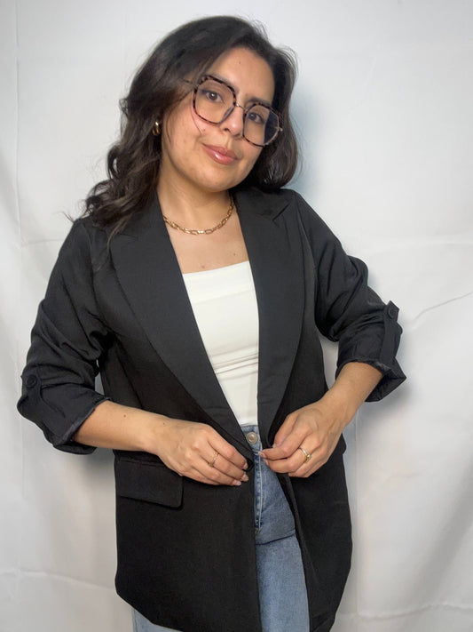 Blazer Valentina Negro Manga 3/4