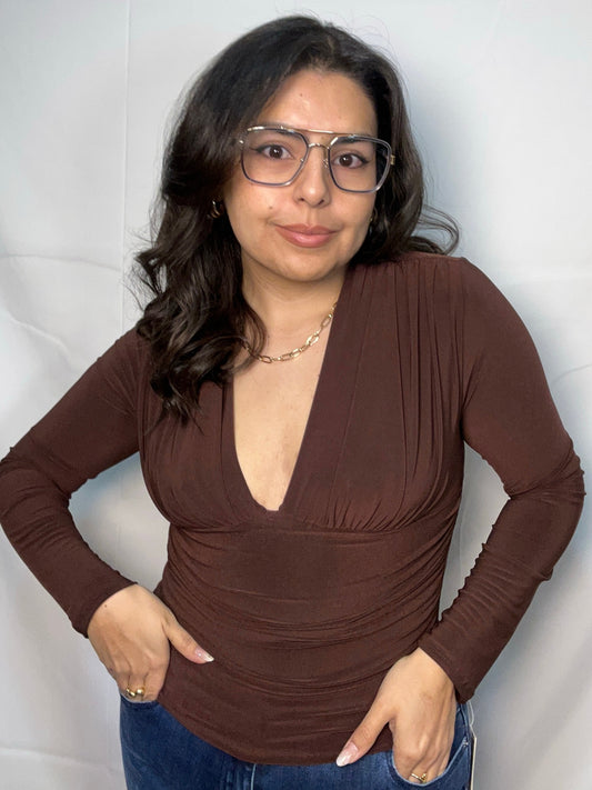 Polera Rocío Chocolate Manga Larga