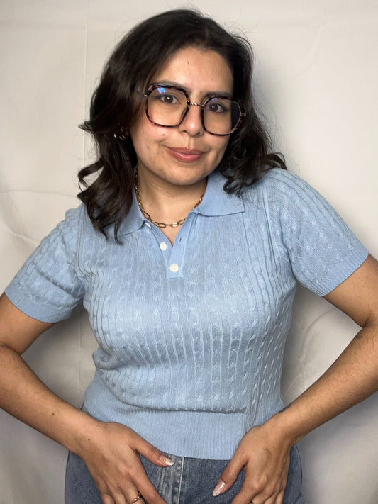 Polera Isabel Celeste Manga Corta