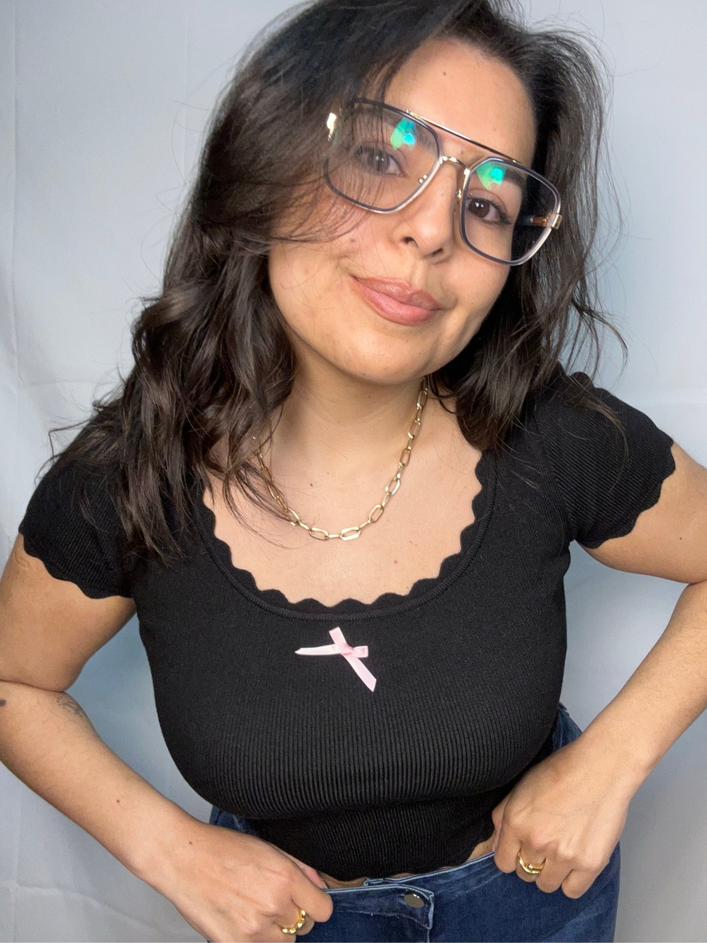 Polera Gloria Negro Manga Corta