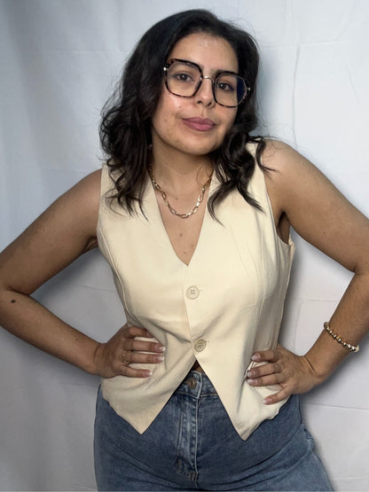 Blazer Camila Beige Sin Mangas