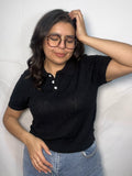 Polera Isabel Negro Manga Corta