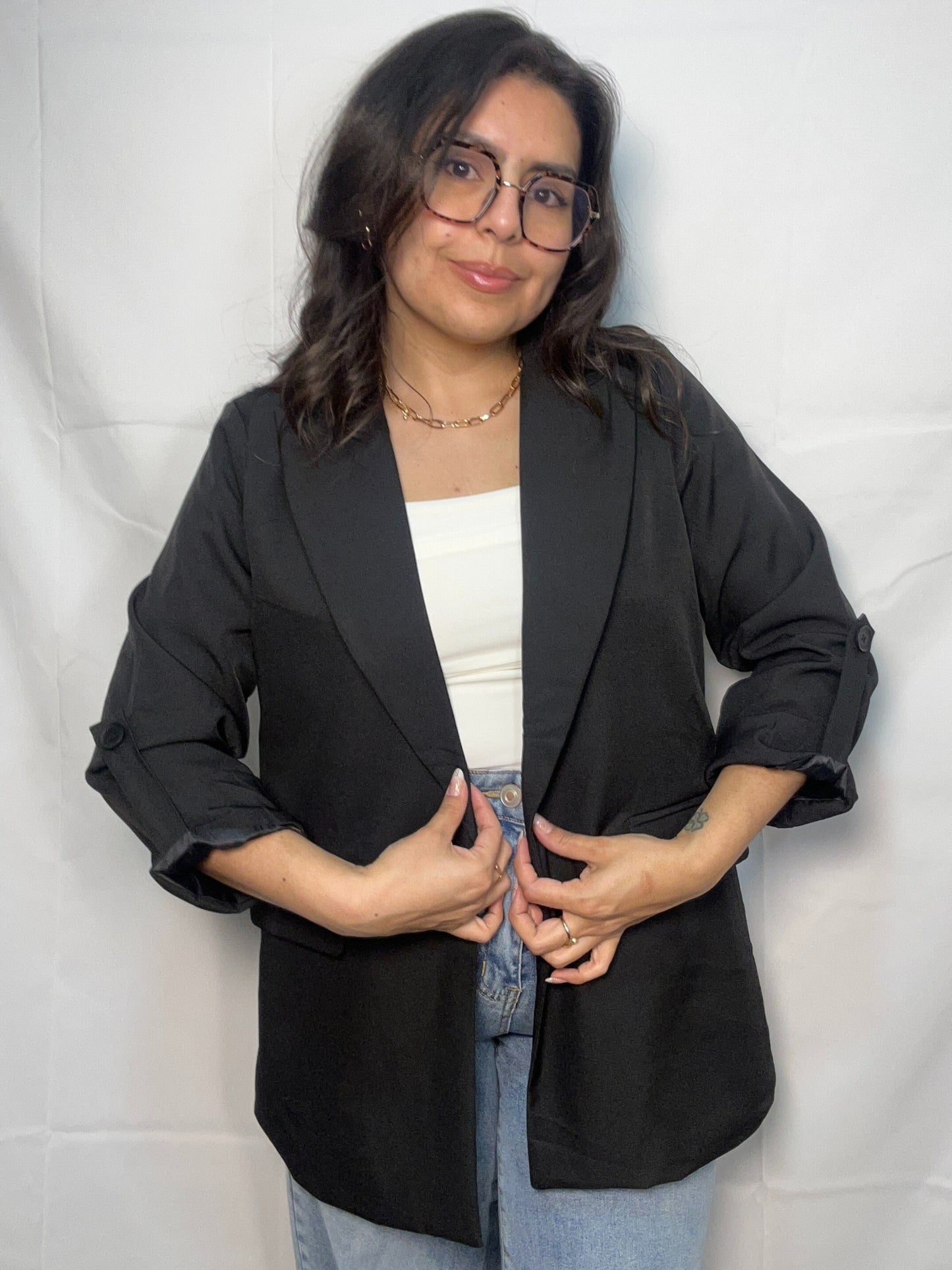 Blazer Valentina Negro Manga 3/4