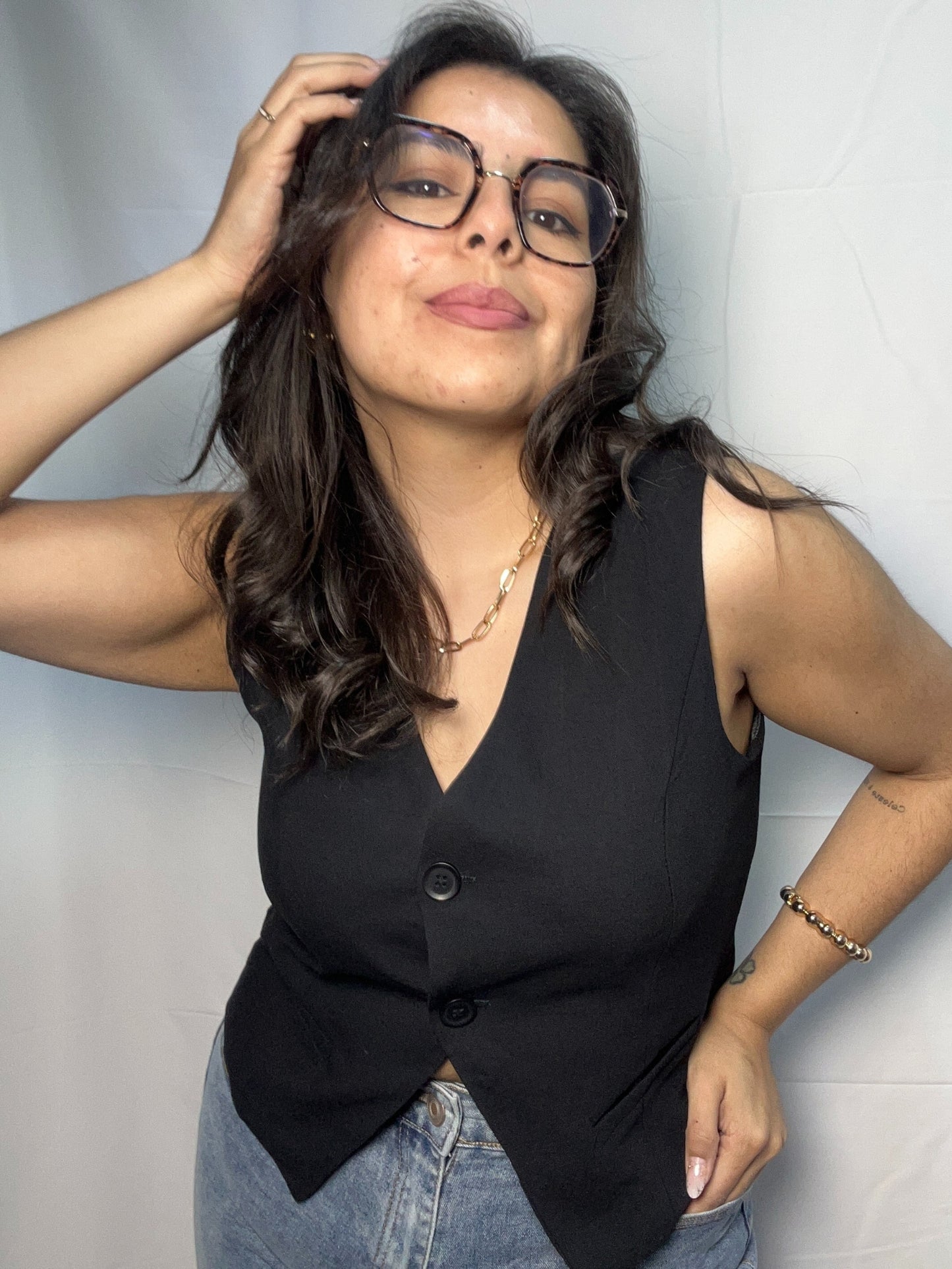 Blazer Camila Negro Sin Mangas