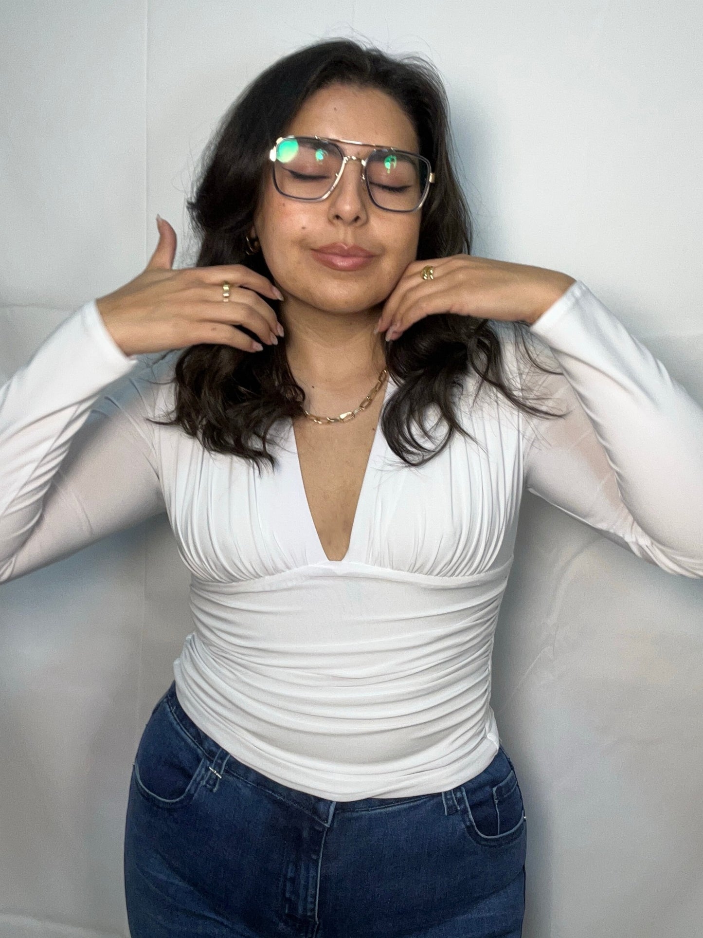 Polera Rocío Blanco Manga Larga