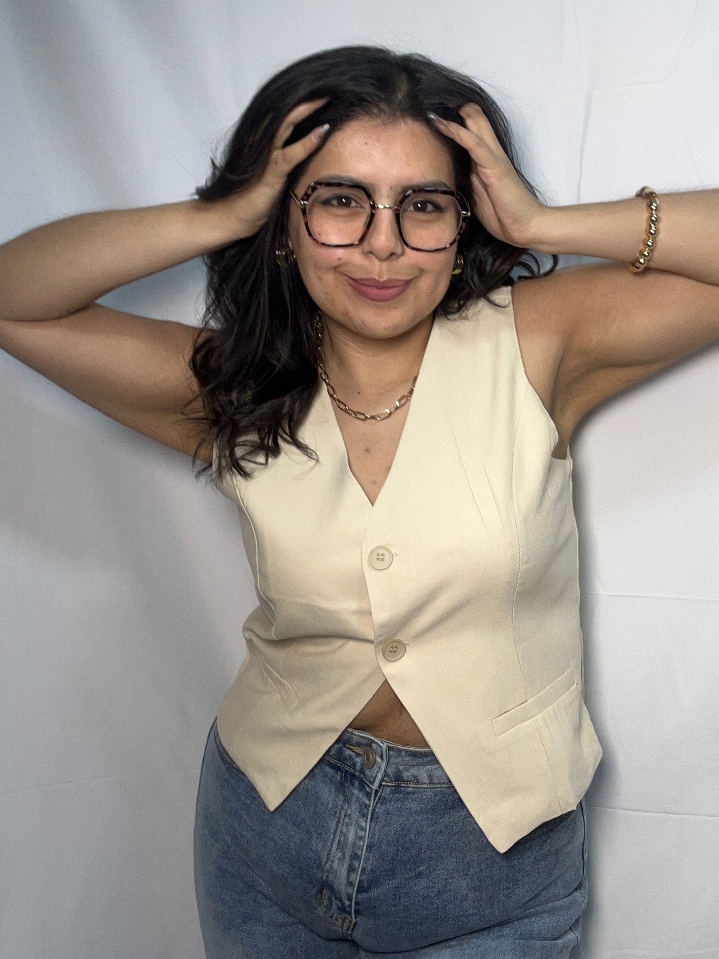 Blazer Camila Beige Sin Mangas