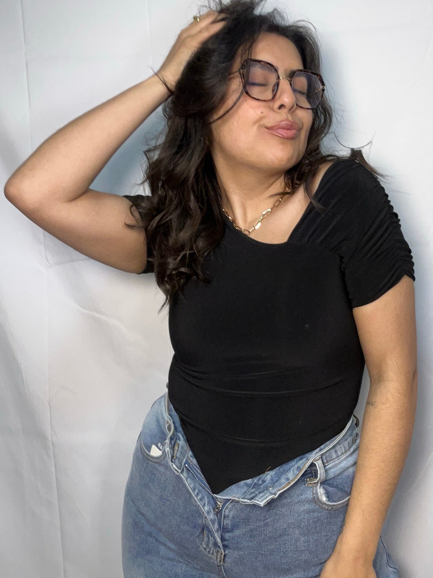 Body Nicole Negro Manga Corta