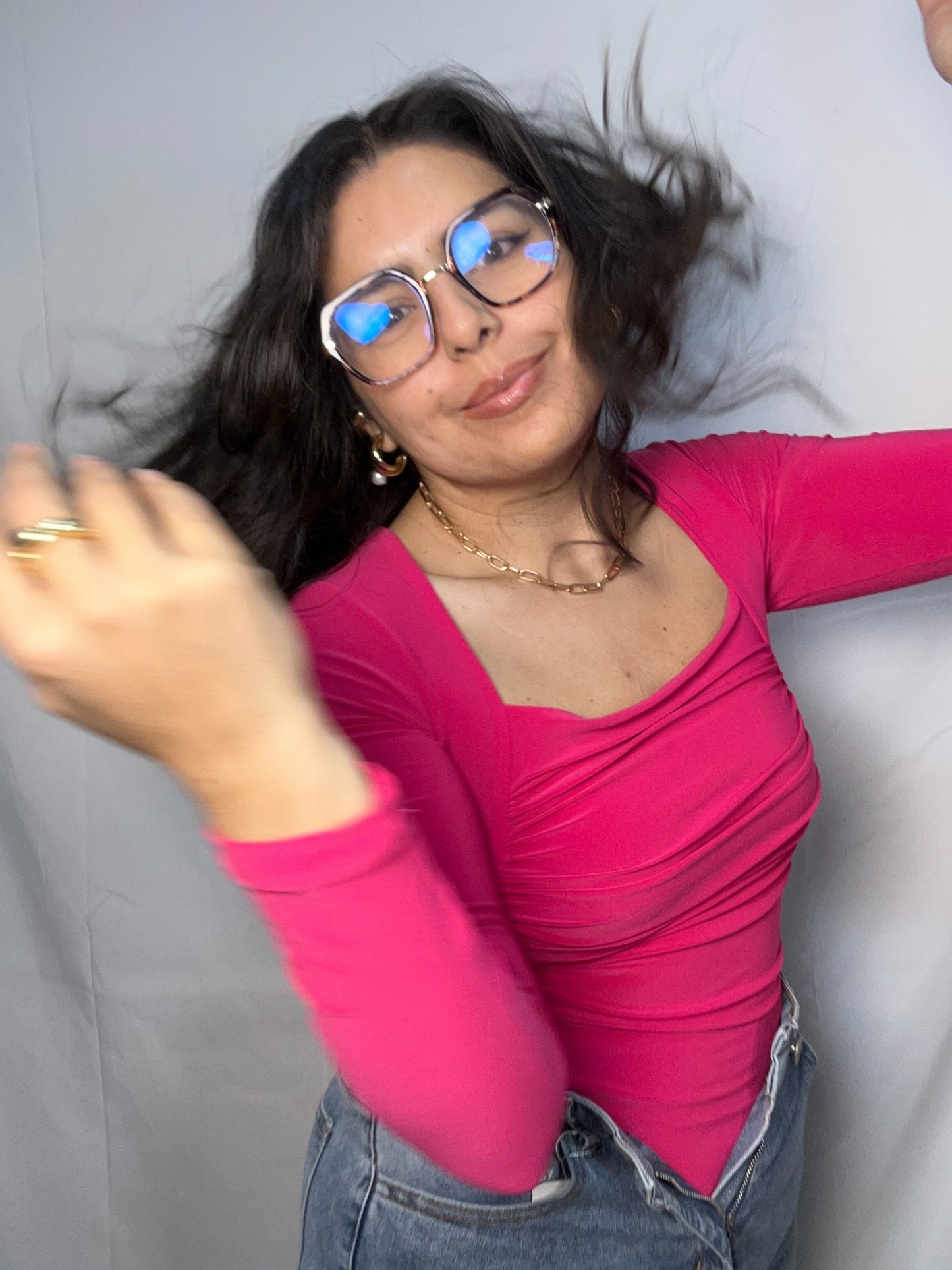 Body Emilia Fucsia Manga Larga