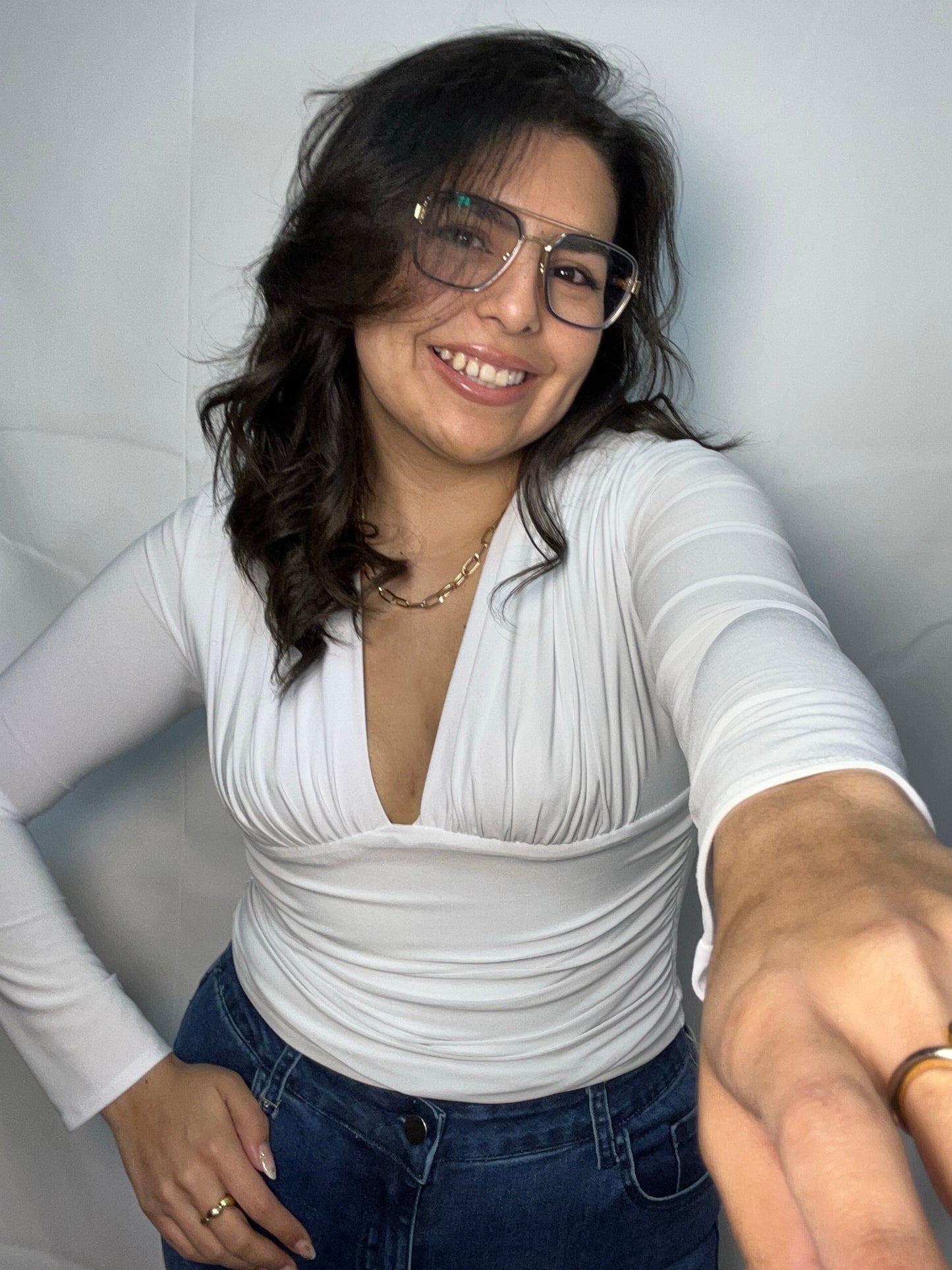 Polera Rocío Blanco Manga Larga