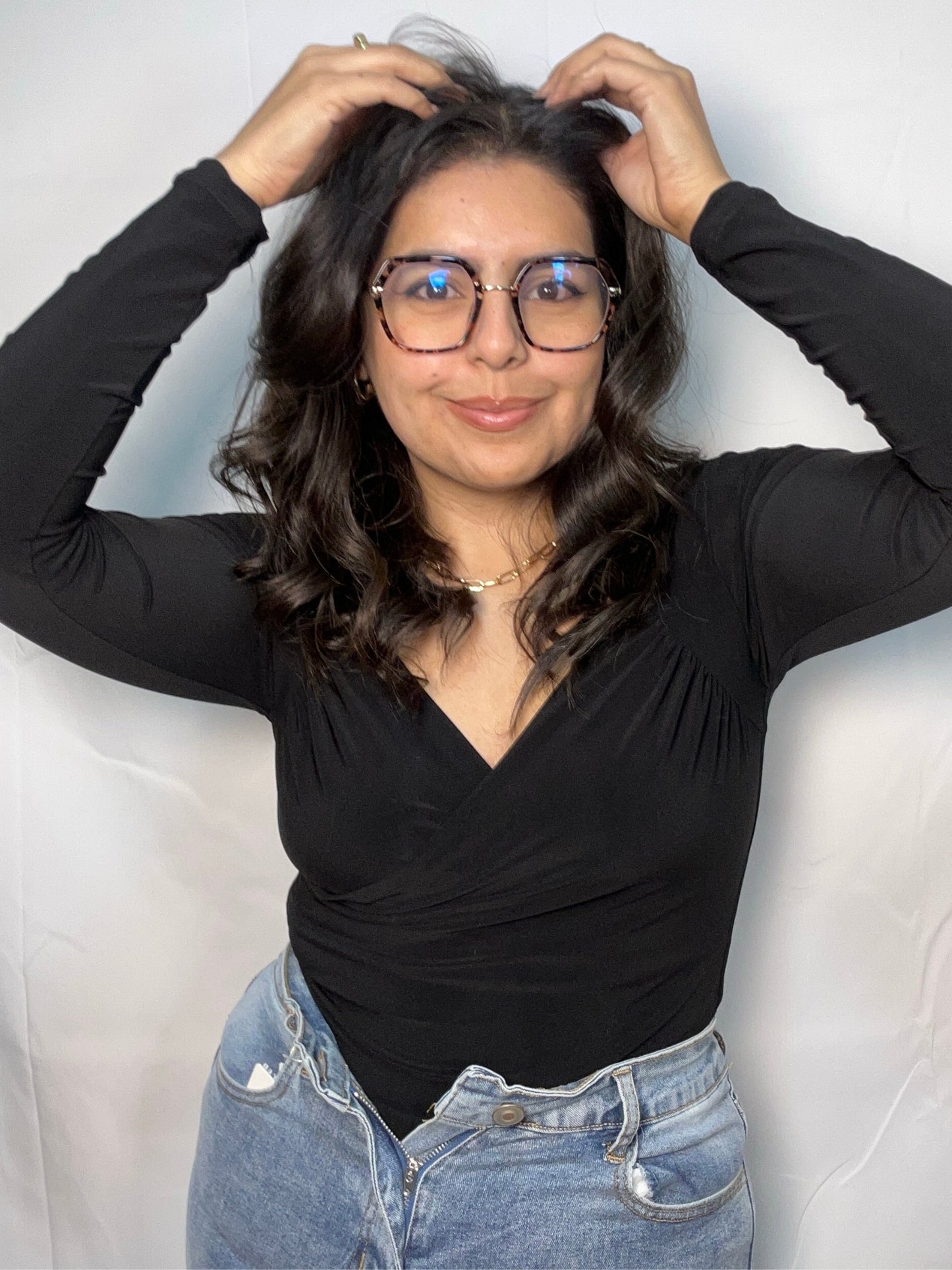 Body Selena Negro Manga Larga