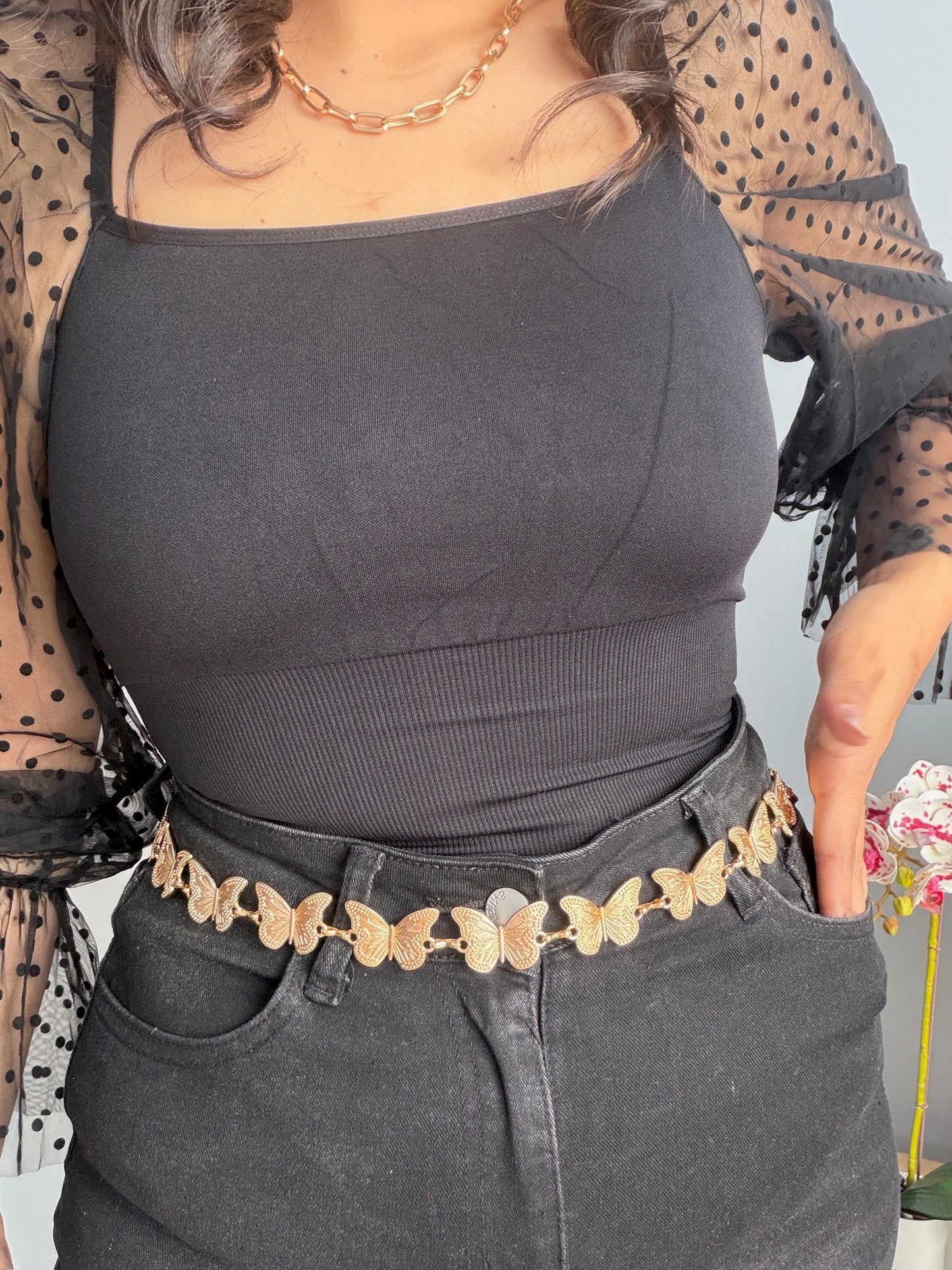 Cinturon Mariposas Dorado