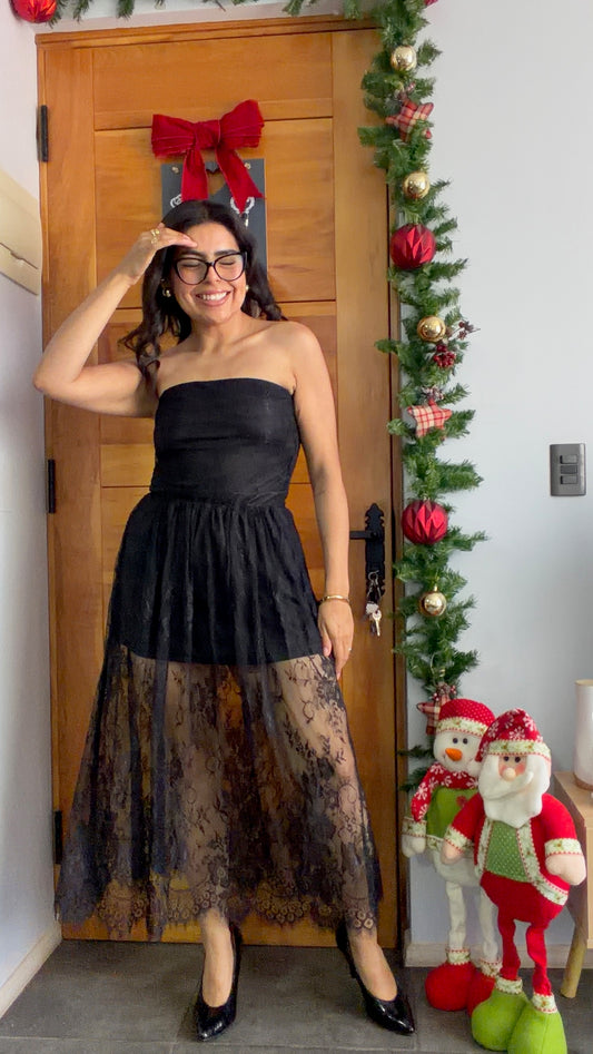 Vestido Bombing Encaje Negro