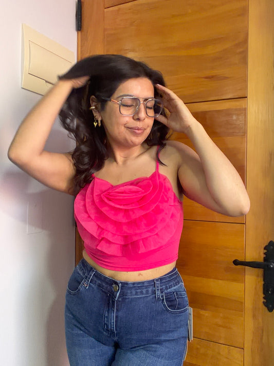 Top Flor Fucsia