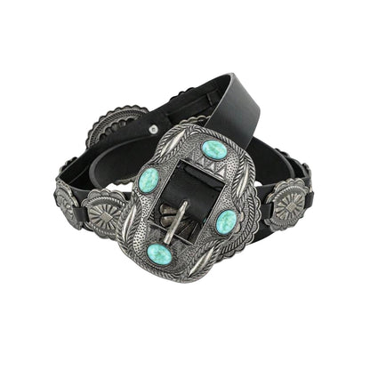 Cinturon Vaquero Turquesa Negro 115 CM.